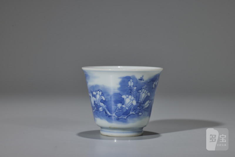 清  青花花鸟纹杯 - 图5